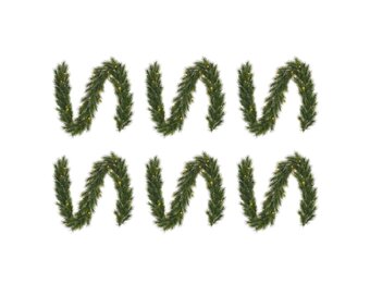 Glendon kerstguirlande set van 6 | groen met bevroren details & LED lampjes | 270cm