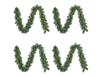 Norton Frosted kerstguirlande set van 4 | groen met sneeuw details | 180cm