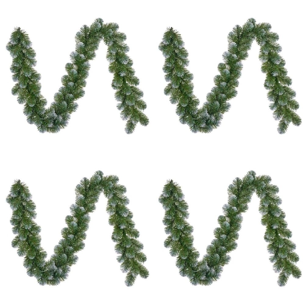 Norton Frosted kerstguirlande set van 4 | groen met sneeuw details | 180cm