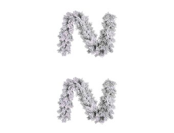 Dinsmore kerstguirlande set van 2 | wit/met sneeuw | 270cm