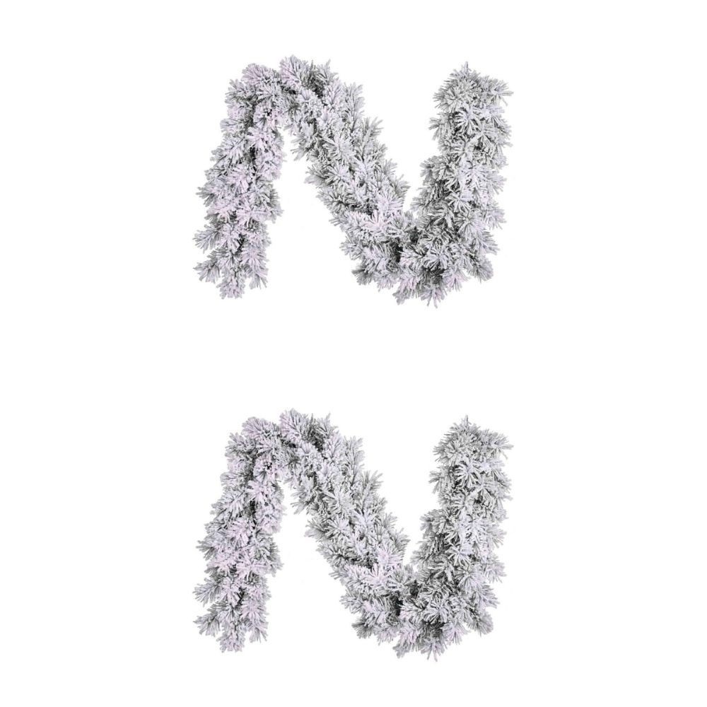 Dinsmore kerstguirlande set van 2 | wit/met sneeuw | 270cm
