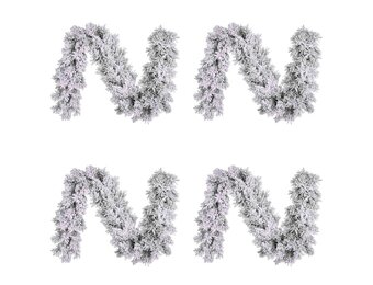 Dinsmore kerstguirlande set van 4 | wit/met sneeuw | 270cm