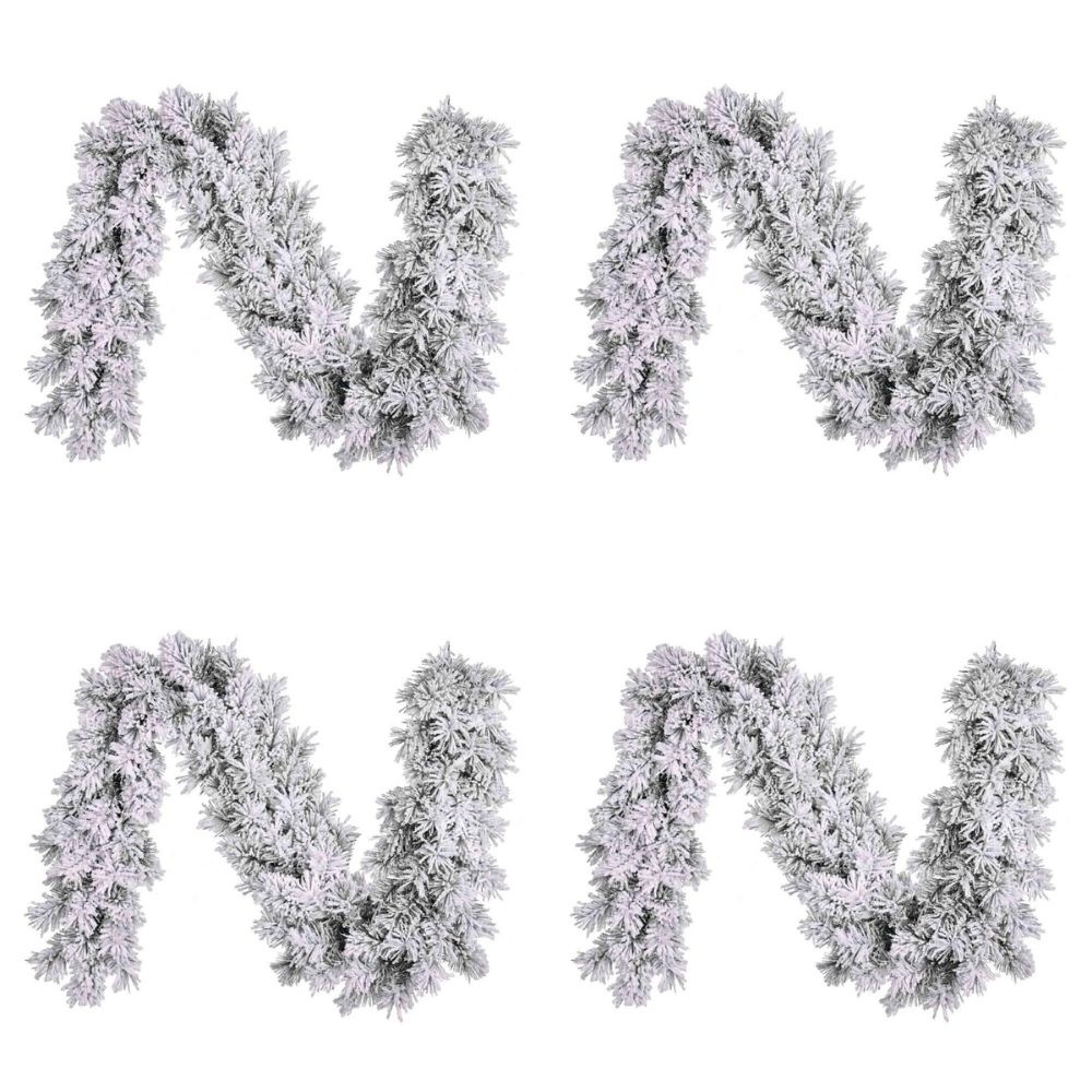 Dinsmore kerstguirlande set van 4 | wit/met sneeuw | 270cm