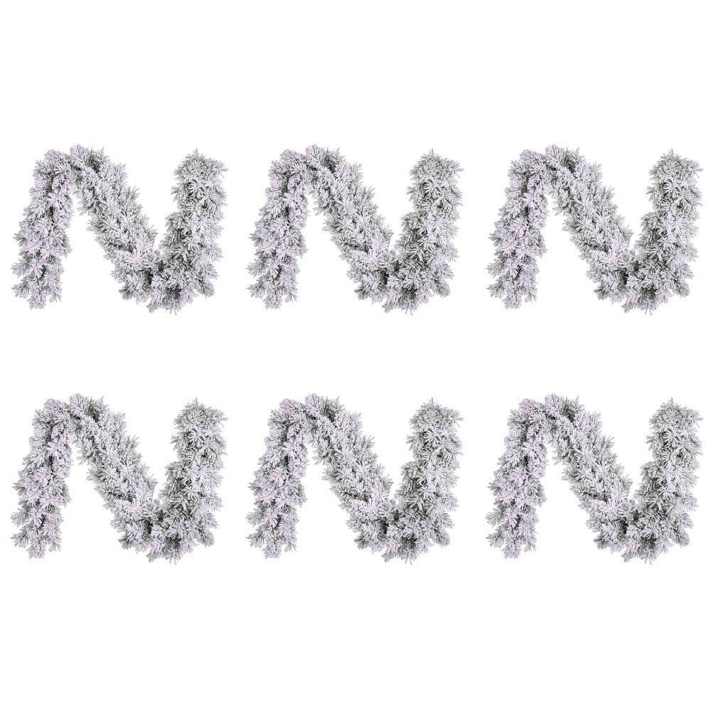 Dinsmore kerstguirlande set van 6 | wit/met sneeuw | 270cm