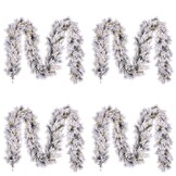 Dinsmore kerstguirlande set van 4 | groen met bevroren details & LED lampjes | 270cm