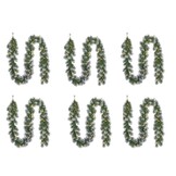 Norton Frosted kerstguirlande set van 6 | groen met sneeuw details & LED lampjes | 270cm
