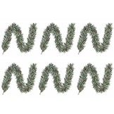 Vandans kerstguirlande set van 6 | groen met bevroren details & dennenappels | 180cm