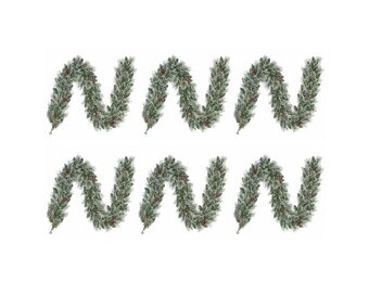 Vandans kerstguirlande set van 6 | groen met bevroren details & dennenappels | 180cm