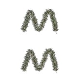 Vandans kerstguirlande set van 2 | groen met bevroren details & dennenappels | 270cm