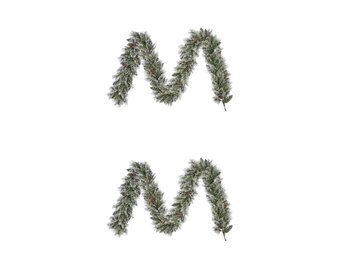 Vandans kerstguirlande set van 2 | groen met bevroren details & dennenappels | 270cm