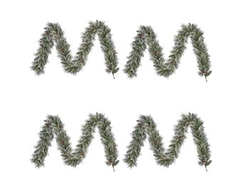 Vandans kerstguirlande set van 4 | groen met bevroren details & dennenappels | 270cm