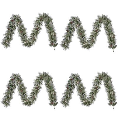 Vandans kerstguirlande set van 4 | groen met bevroren details & dennenappels | 270cm