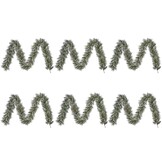 Vandans kerstguirlande set van 6 | groen met bevroren details & dennenappels | 270cm