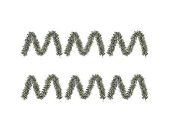 Vandans kerstguirlande set van 6 | groen met bevroren details & dennenappels | 270cm