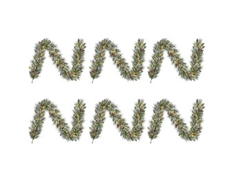 Vandans kerstguirlande set van 6 | groen met LED lampjes & dennenappels | 180cm