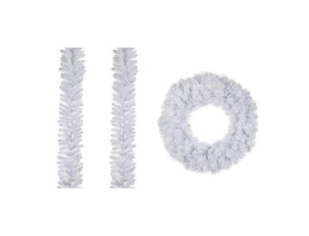 Icelandic twee kerstguirlandes + krans 180xø60cm | wit