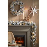 Norton Frosted kerstguirlande set van 4 | groen met sneeuw details & LED lampjes | 270cm