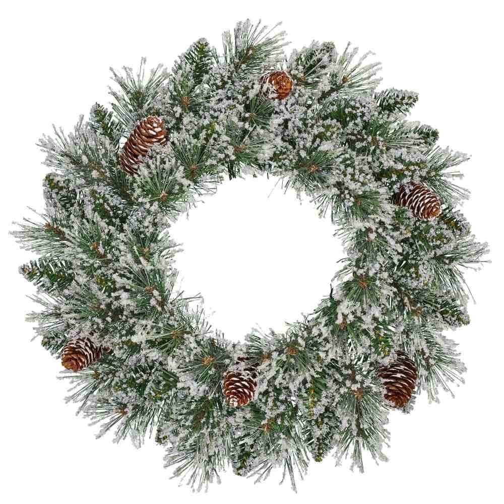 Vandans twee kerstguirlandes + krans 180xø60cm | bevroren details & dennenappels