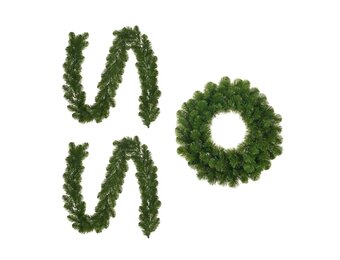 Norton twee kerstguirlandes + krans 180xø60cm | groen