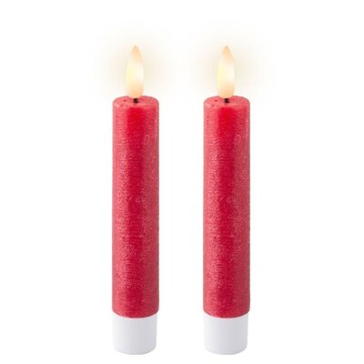 LED dinerkaars set van 2  | wax | kerstrood/warm wit | ø2,2x16cm