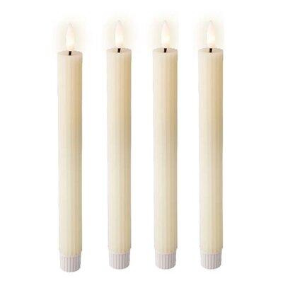 LED dinerkaars set van 4 | wax | crème met ribbel/warm wit | ø2,2x24,5cm