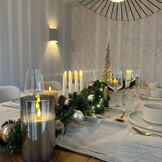 LED dinerkaars set van 4 | wax | crème met ribbel/warm wit | ø2,2x24,5cm