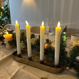 LED dinerkaars set van 4 | wax | crème met ribbel/warm wit | ø2,2x24,5cm