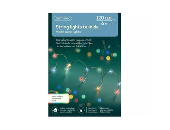 Kerstverlichting zilverdraad | 120 LED lampjes | multicolor | op stekker