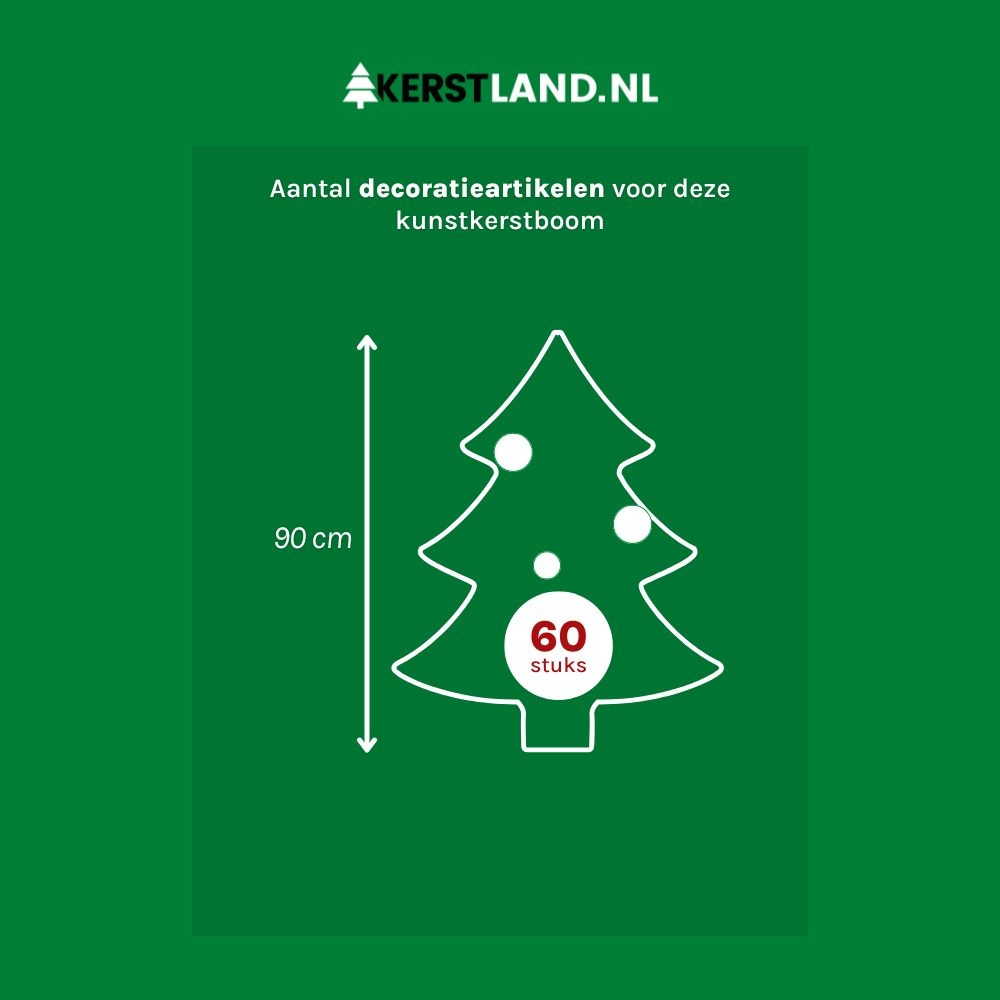 Dinsmore kerstboompje in pot 90xø50cm | groen met bevroren details en 40 LED lampjes