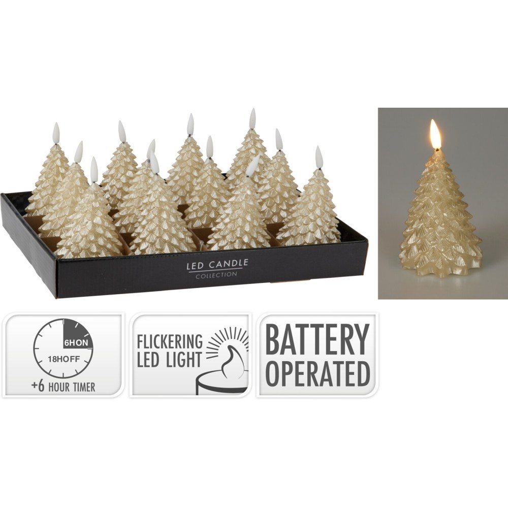 LED kerstboom kaars | goud | 11cm