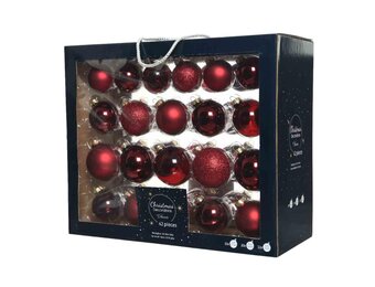 Kerstballen set 42-delig | glas | donkerrood | diverse maten