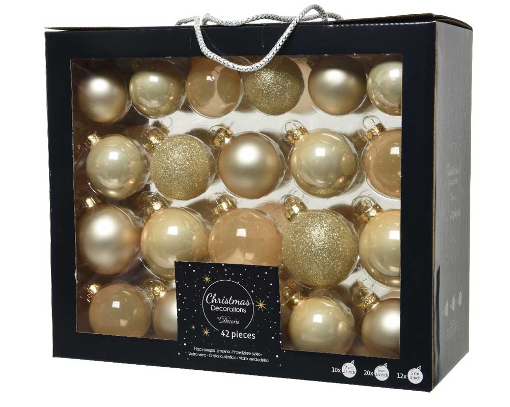 Kerstballen set 42-delig | glas | parel | diverse maten