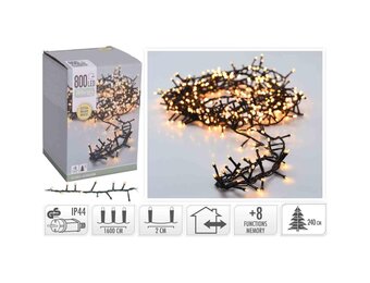 Kerstverlichting micro cluster | 800 LED lampjes | extra warm wit | 16 meter