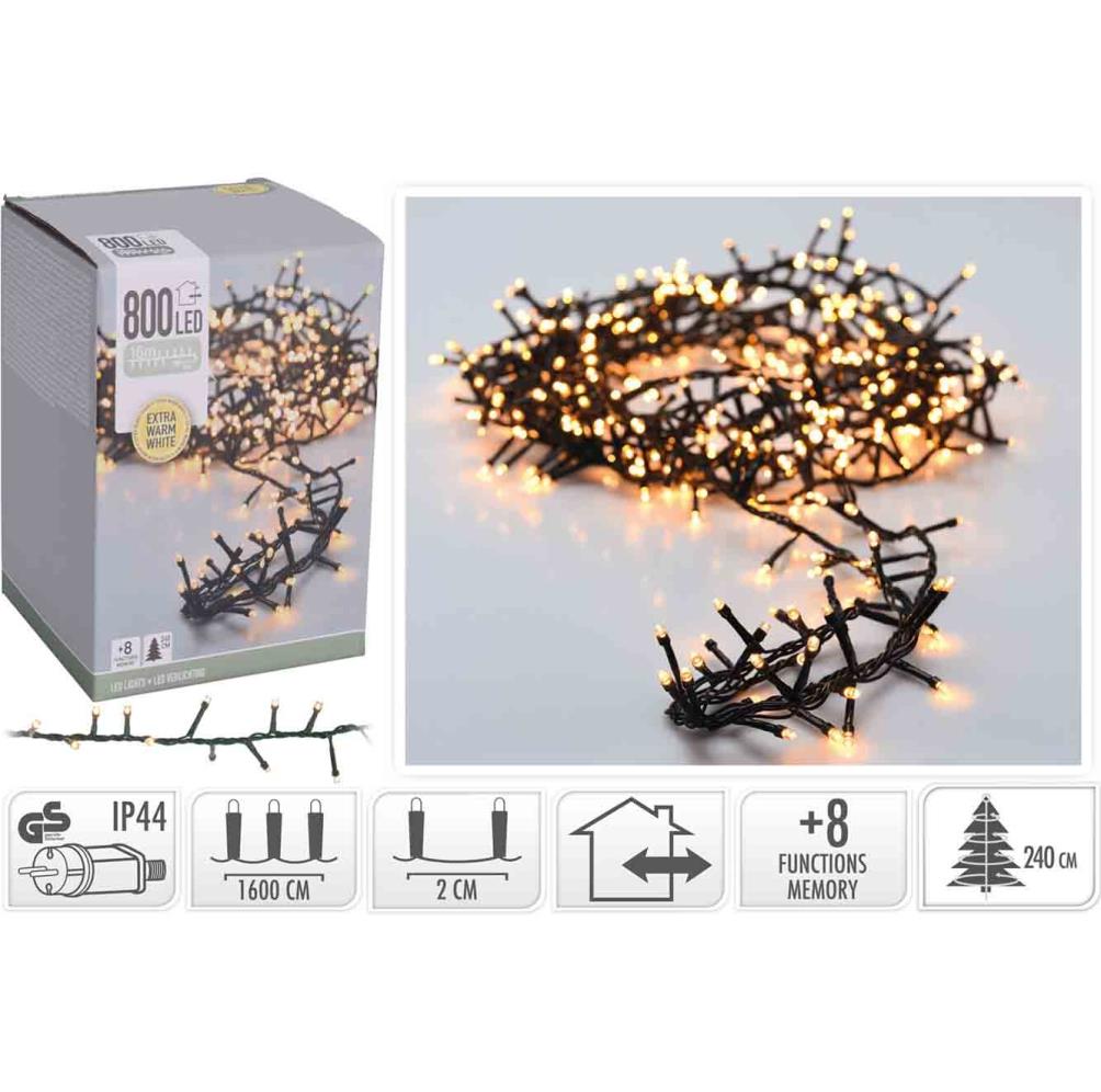Kerstverlichting micro cluster | 800 LED lampjes | extra warm wit | 16 meter