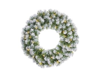 Norton kerstkrans | groen met bevroren details en LED lampjes | 60cm