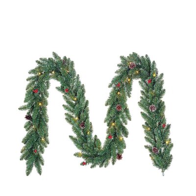 Creston kerstguirlande | groen met LED lampjes | 270cm