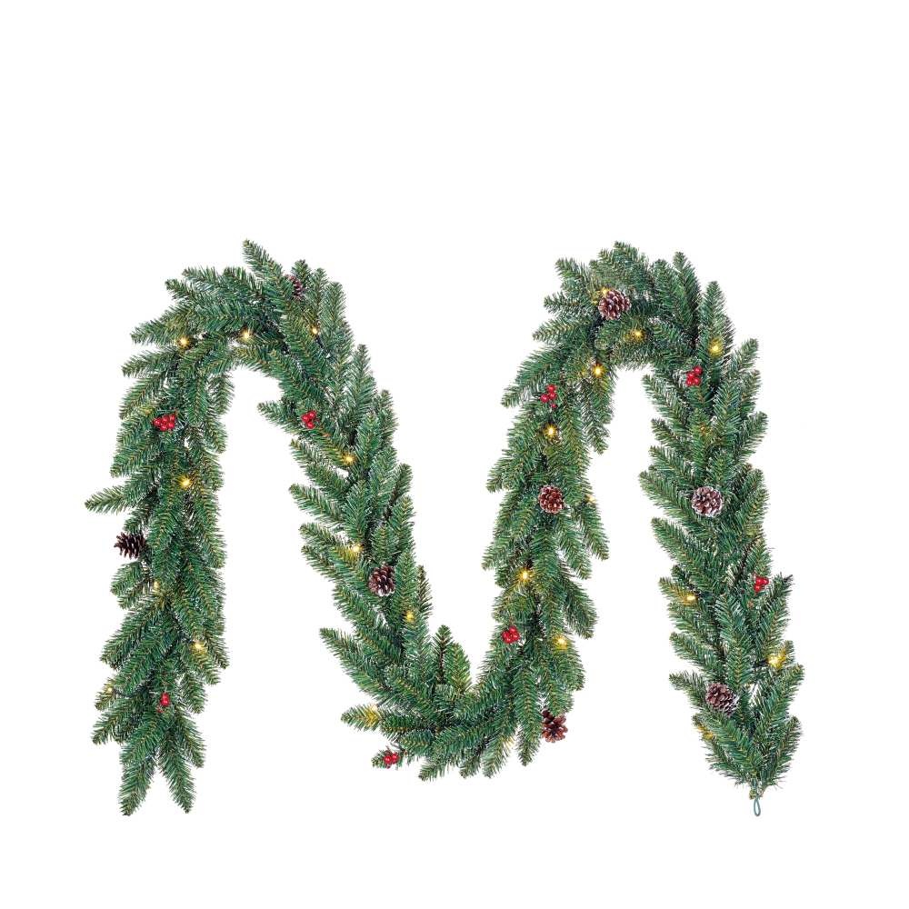 Creston kerstguirlande | groen met LED lampjes | 270cm