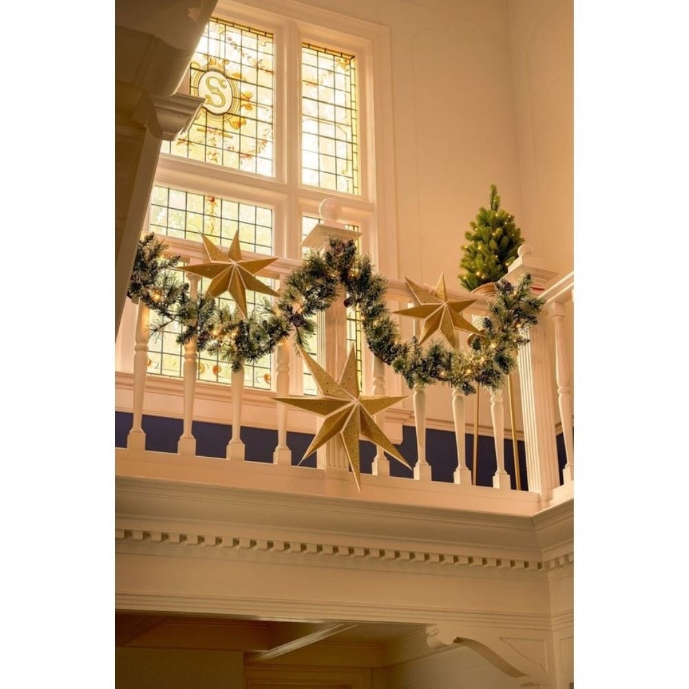 Vandans kerstguirlande | groen met LED lampjes & dennenappels | 270cm