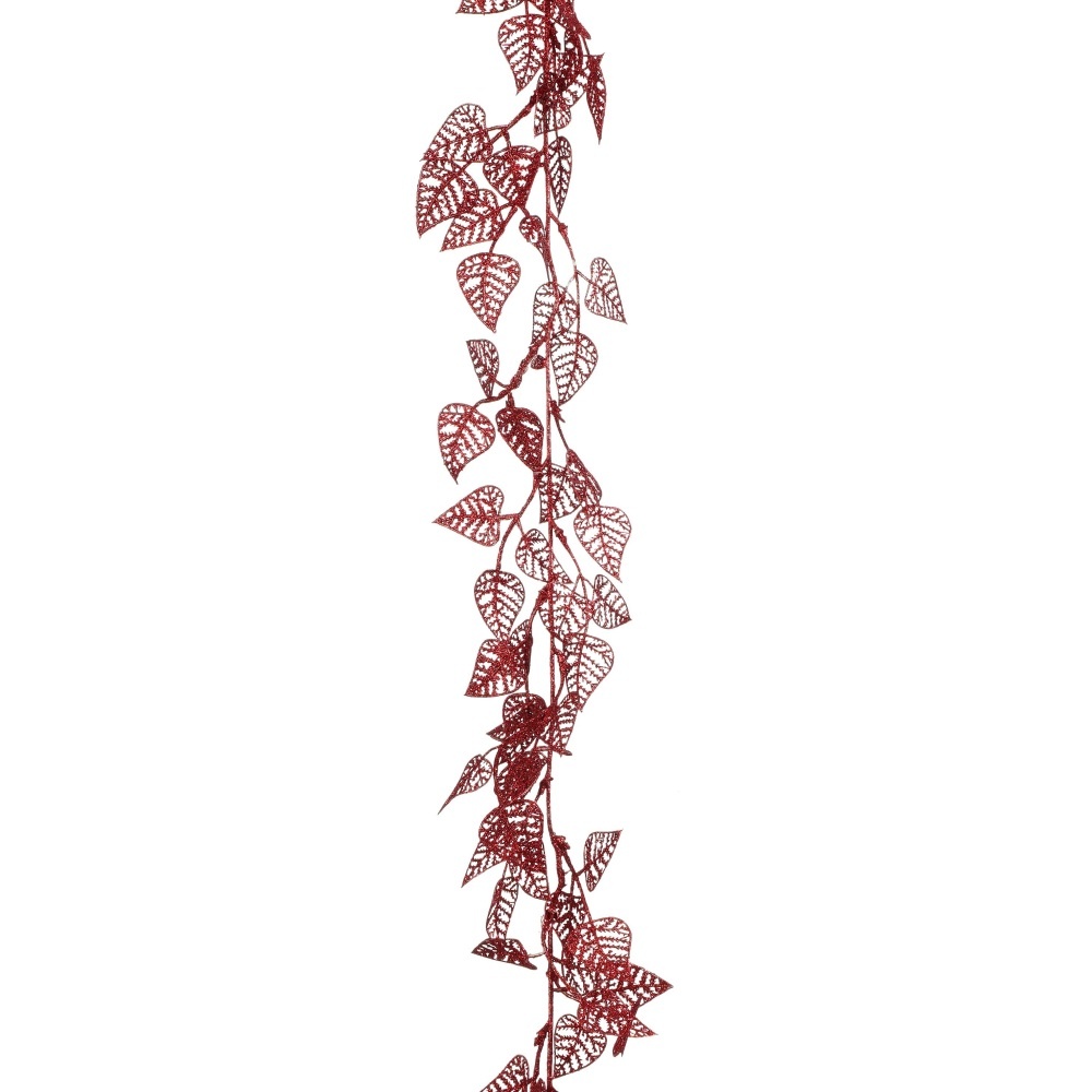 Slinger grote bladeren | polystyrene | rood | 180cm