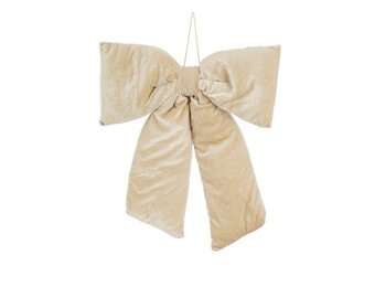 Kerststrik | polyester | creme met spikkels | 50cm