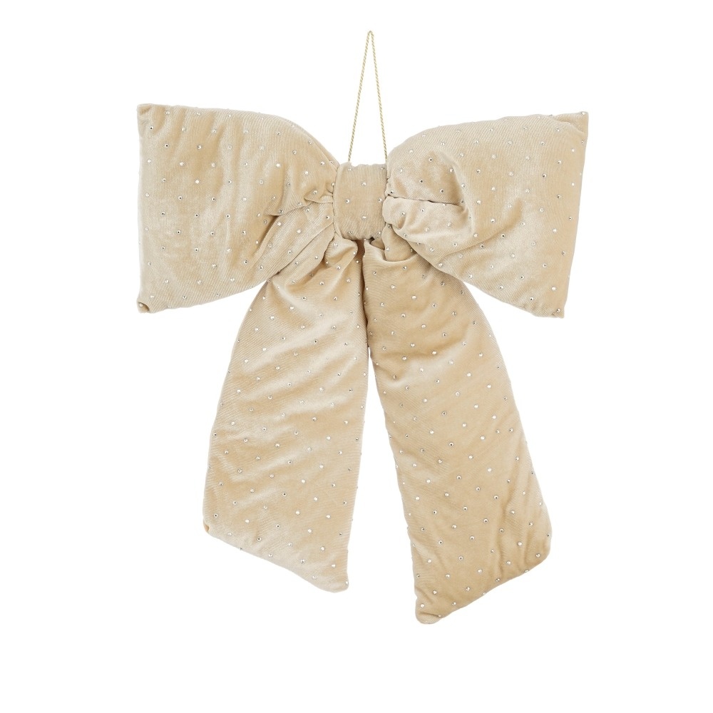 Kerststrik | polyester | creme met spikkels | 50cm