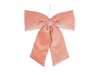 Kerststrik | polyester | roze met spikkels | 50cm