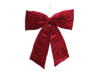 Kerststrik | polyester | donkerrood met spikkels | 50cm