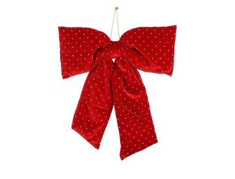 Kerststrik | polyester | rood met glitters | 50cm