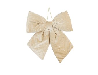 Kerststrik | polyester | creme met spikkels | 34cm