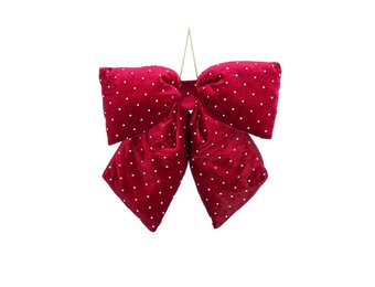 Kerststrik | polyester | donkerrood met spikkels | 34cm