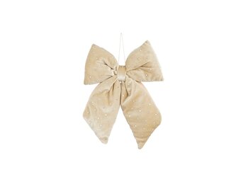 Kerststrik | polyester | creme met spikkels | 23cm