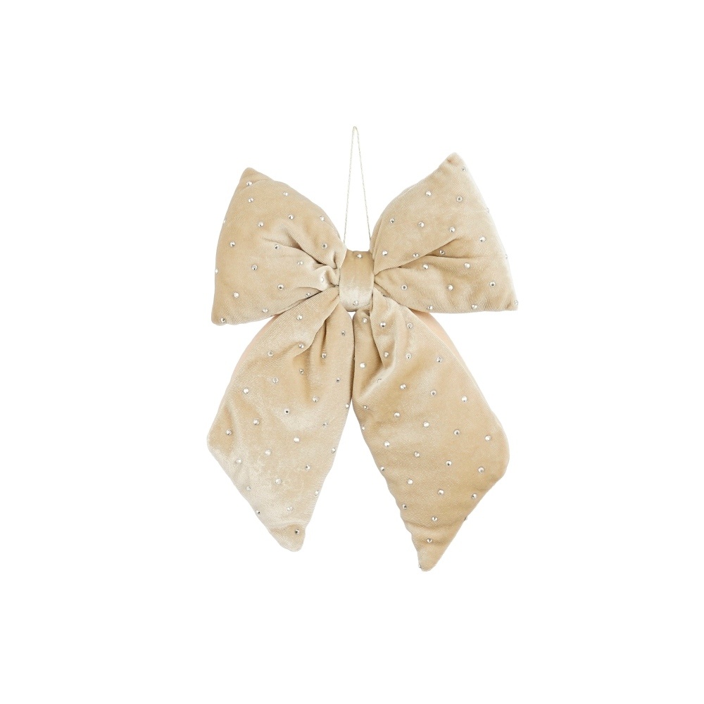 Kerststrik | polyester | creme met spikkels | 23cm