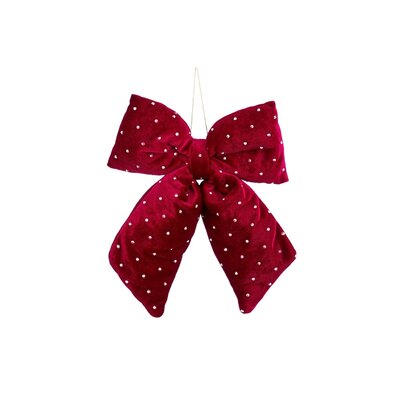 Kerststrik | polyester | donkerrood met spikkels | 23cm