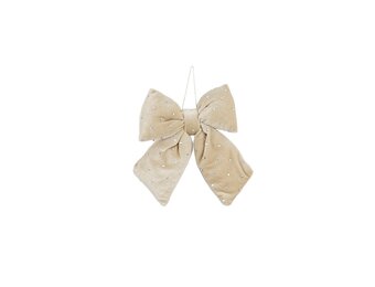 Kerststrik | polyester | creme met spikkels  | 17cm